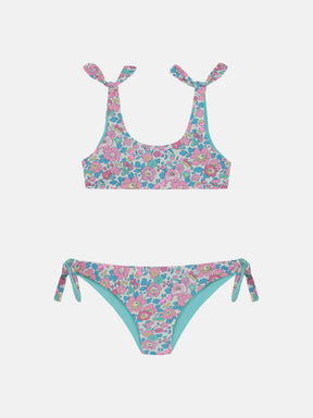 Bikini Bambina Double Fiocchi Liberty Betsy Fluo Rosa Azzurro