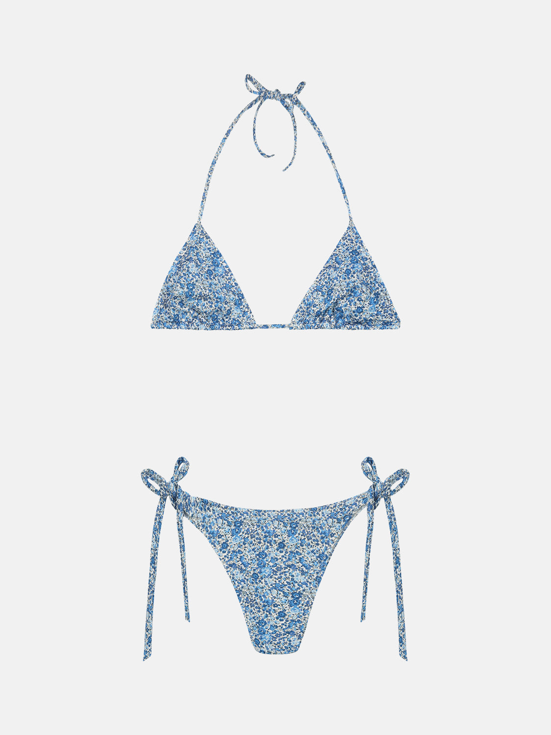 Bikini Triangolo Lycra Liberty Fiori Blu