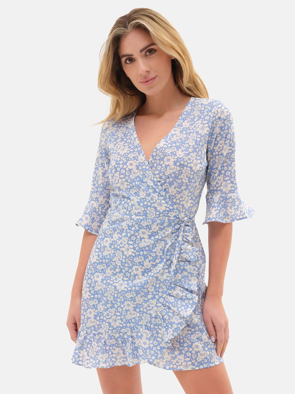 Liberty Betsy Boo Light Blue Wrap Dress