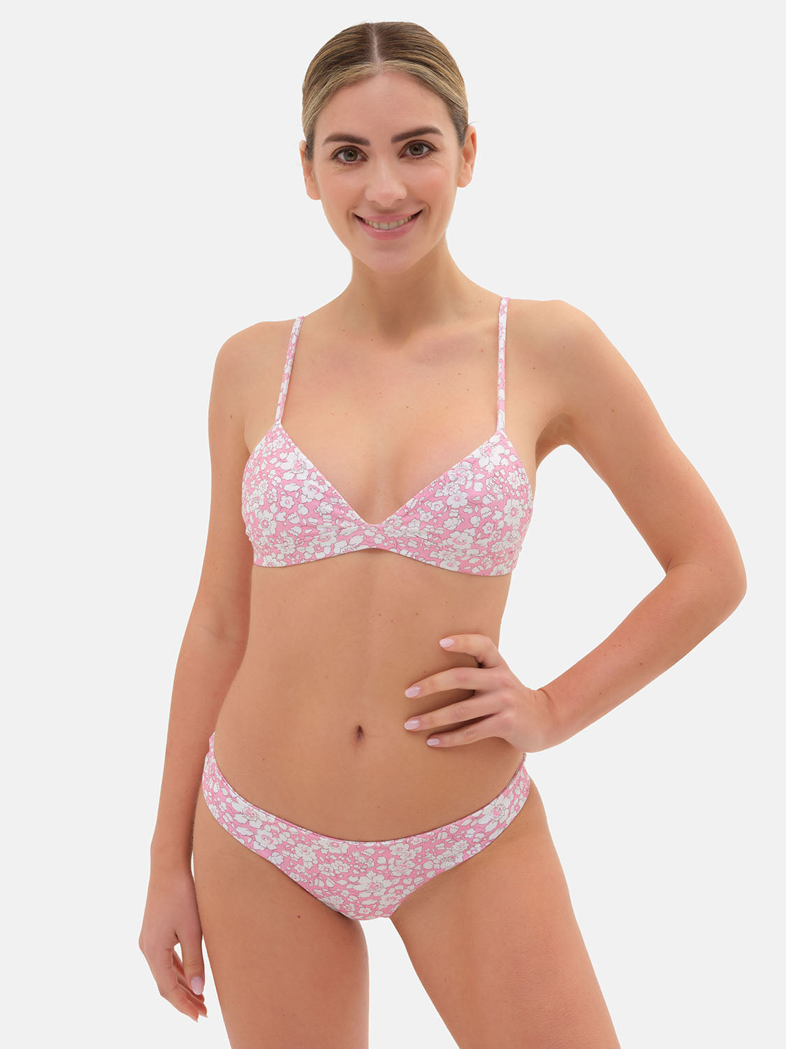 Bikini Donna Triangolo Fisso Slip Classico Lycra Liberty Betsy Boo Rosa