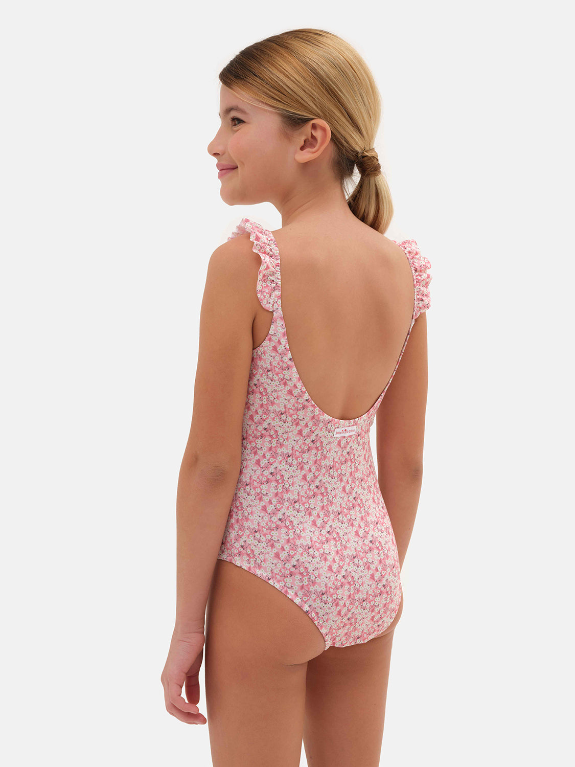 One Piece Girl Rouches Lycra Liberty Mitsi Pink